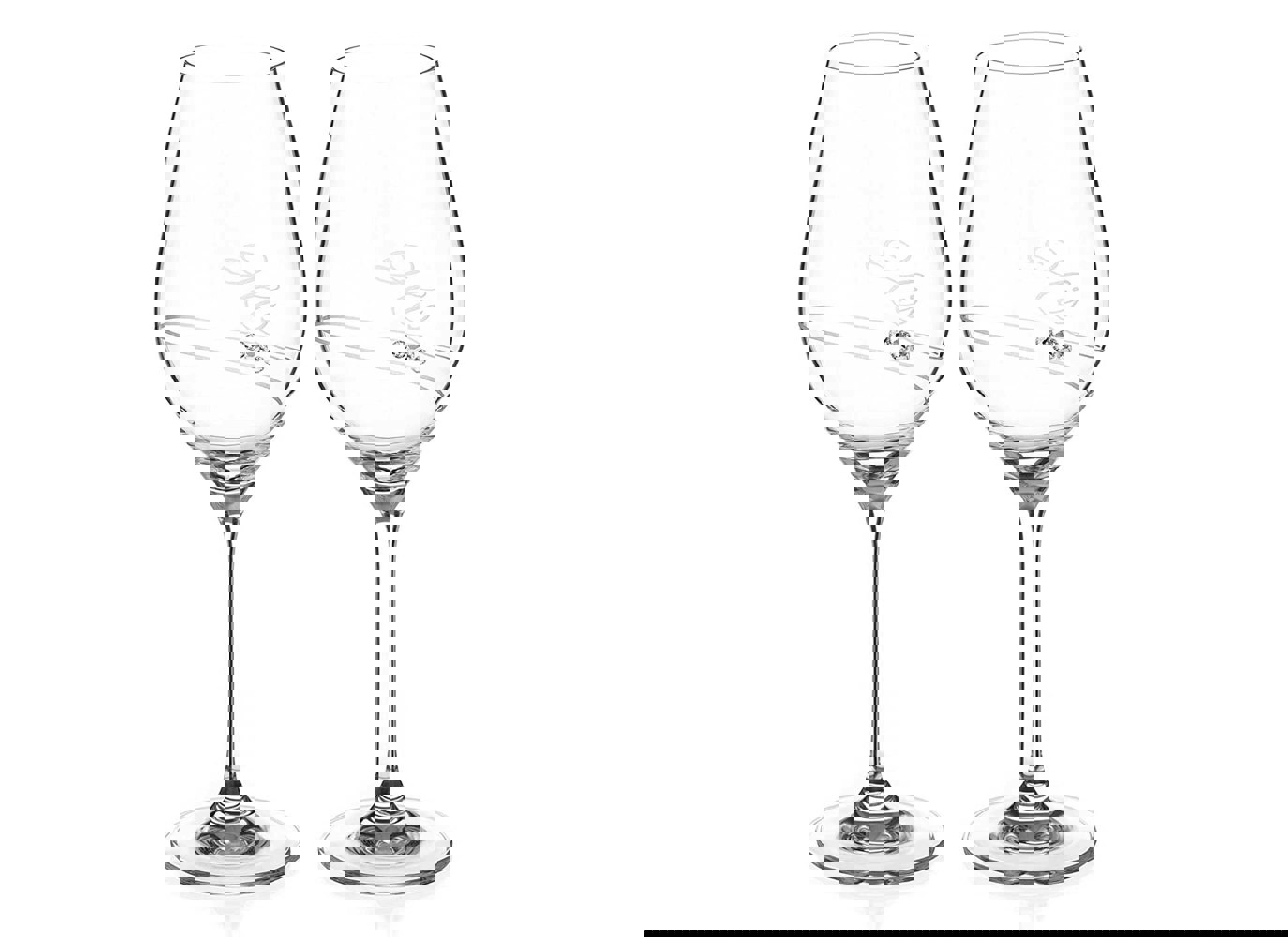 Diamante His & His Wine Glasses Adorned with Swarovski Crystals - Set of 2
