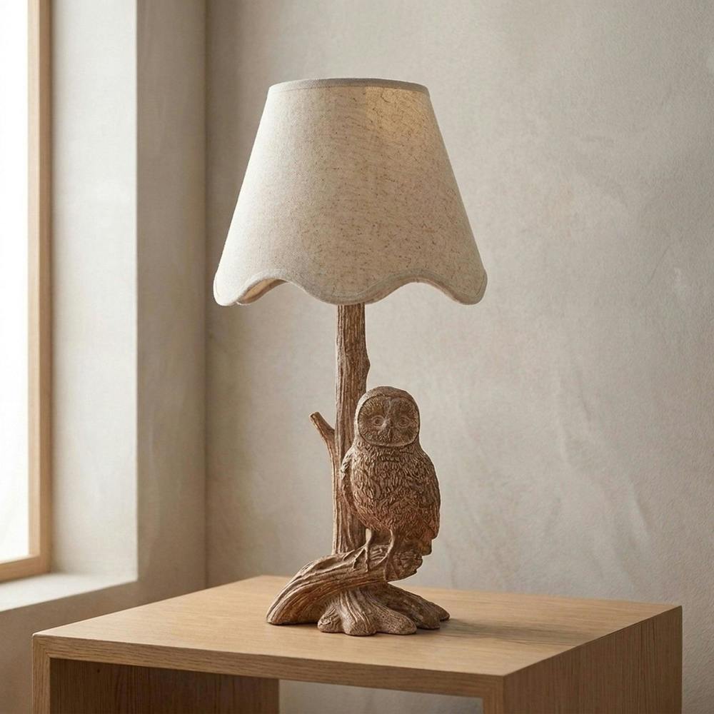Garden Greatness Wood Effect Resin Owl Table Lamp