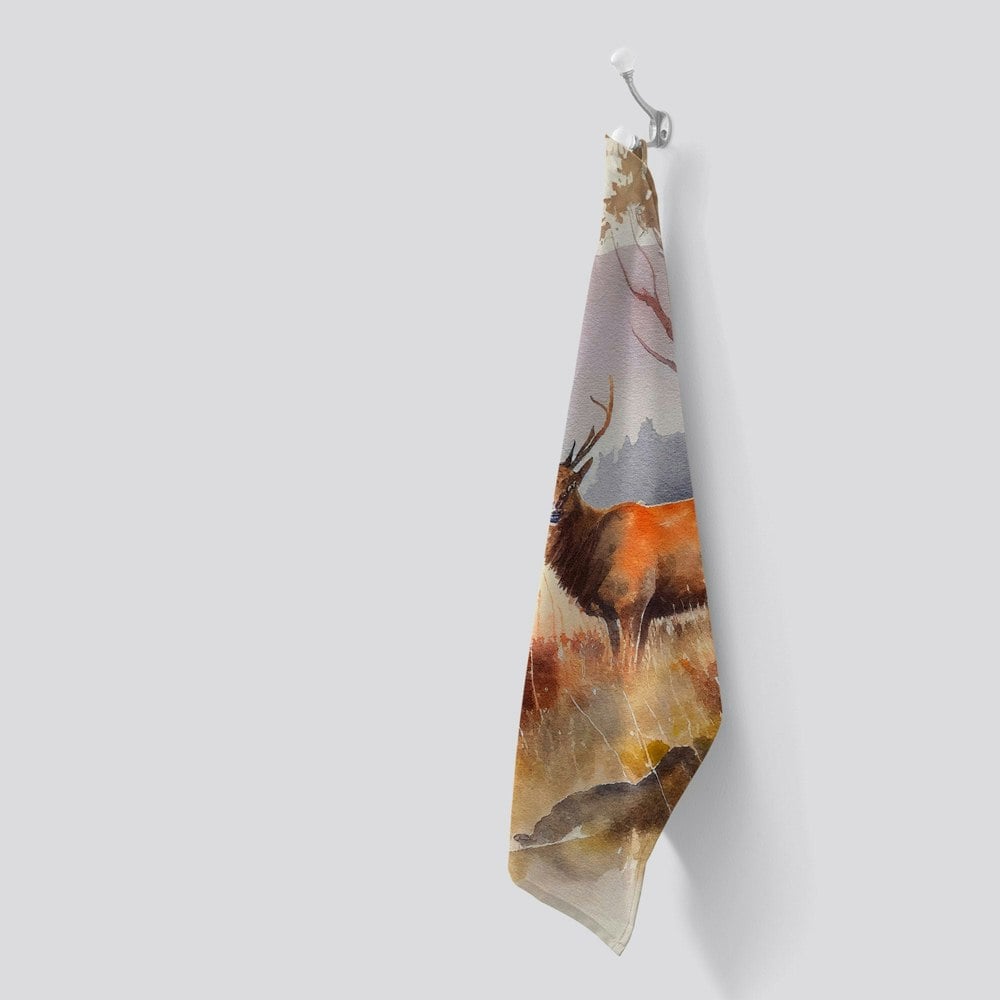 Warren Reed Stag Deer Water Colour Tea Towel