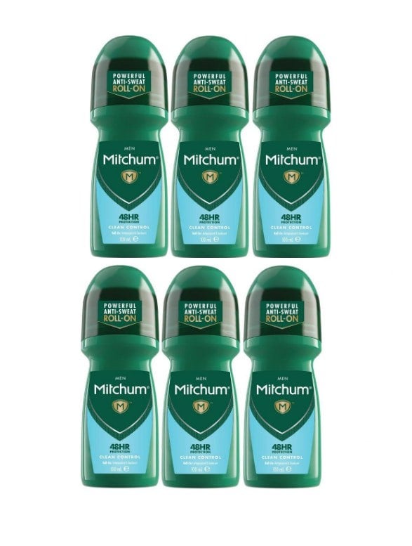 Mitchum Roll-On Anti-Perspirant Deodorant Clean Control 100ml Pack of 6