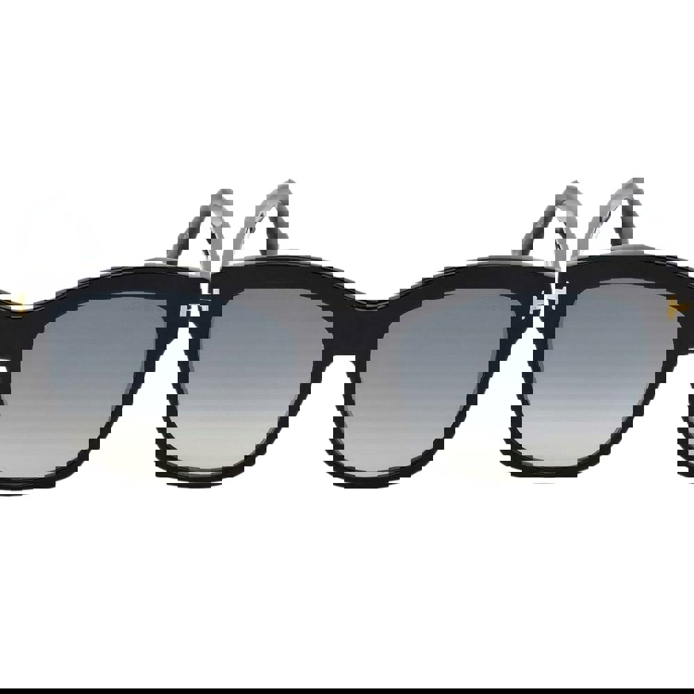 Tom Ford Lauren-02 Grey Mirrored Lens Shiny Black Sunglasses One Size