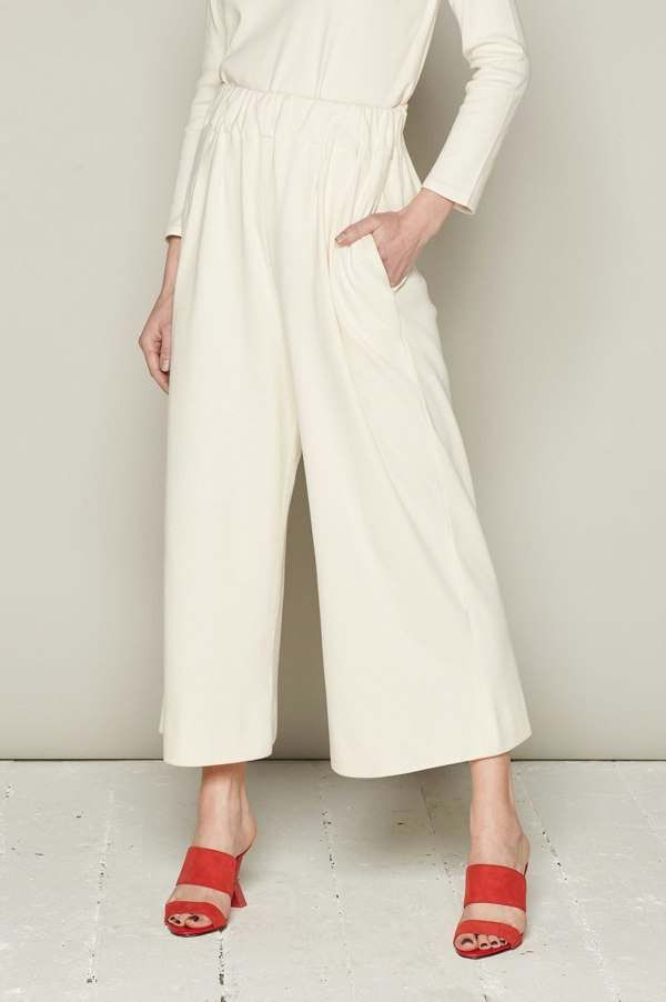 Bo Carter Wide Leg Vallerie Trousers in Organic Cotton - White 