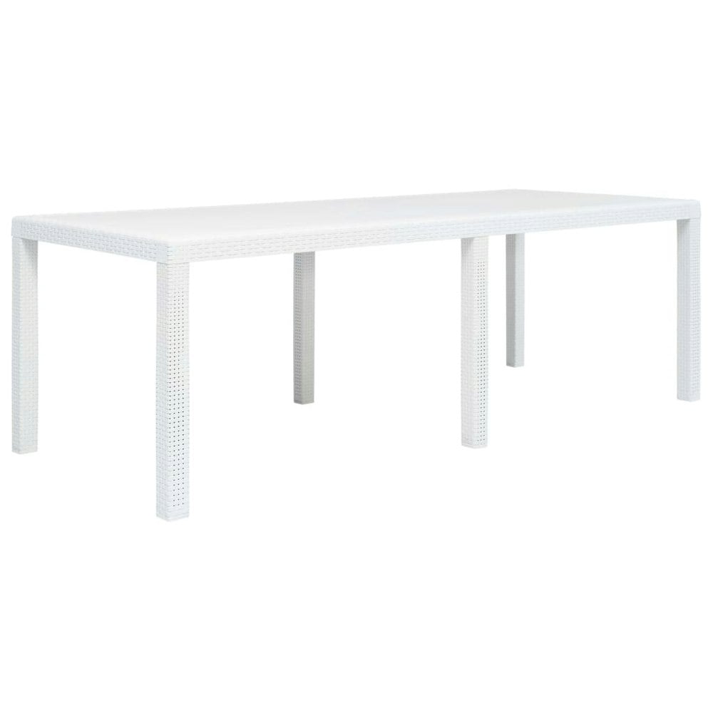 Berkfield Garden Table White 220x90x72 cm Plastic Rattan Look