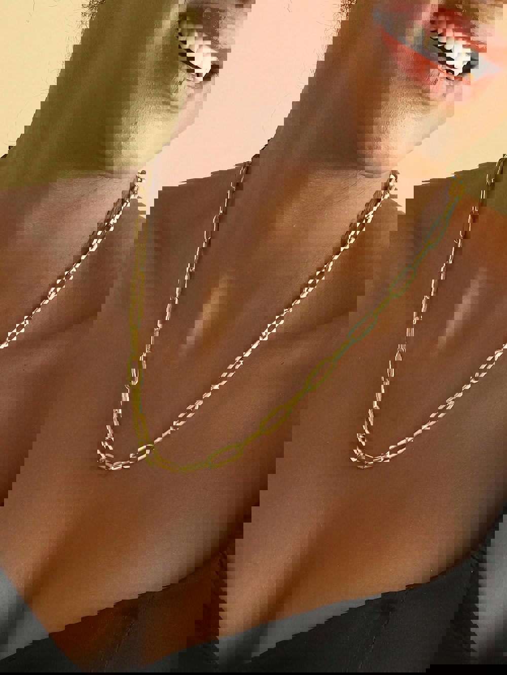 Paperclip Chain Necklace Gold (Large) - Lila Rasa