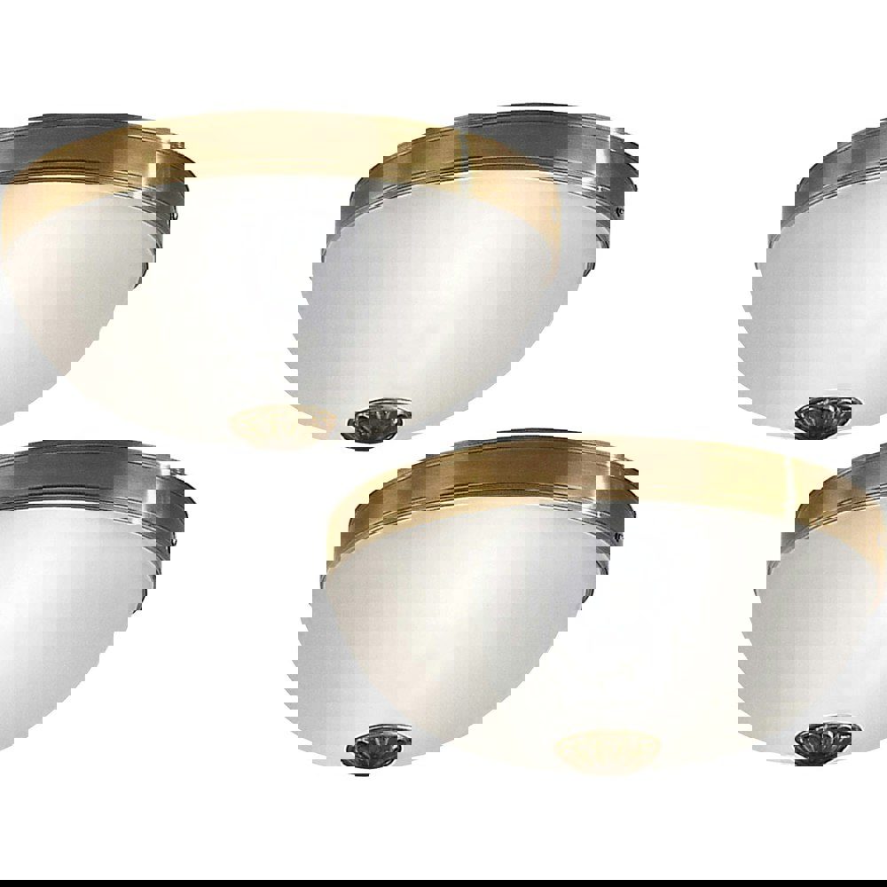 2 PACK Wall Flush Ceiling Light Colour Bronzed Shade White Satin Glass E27 60W Loops