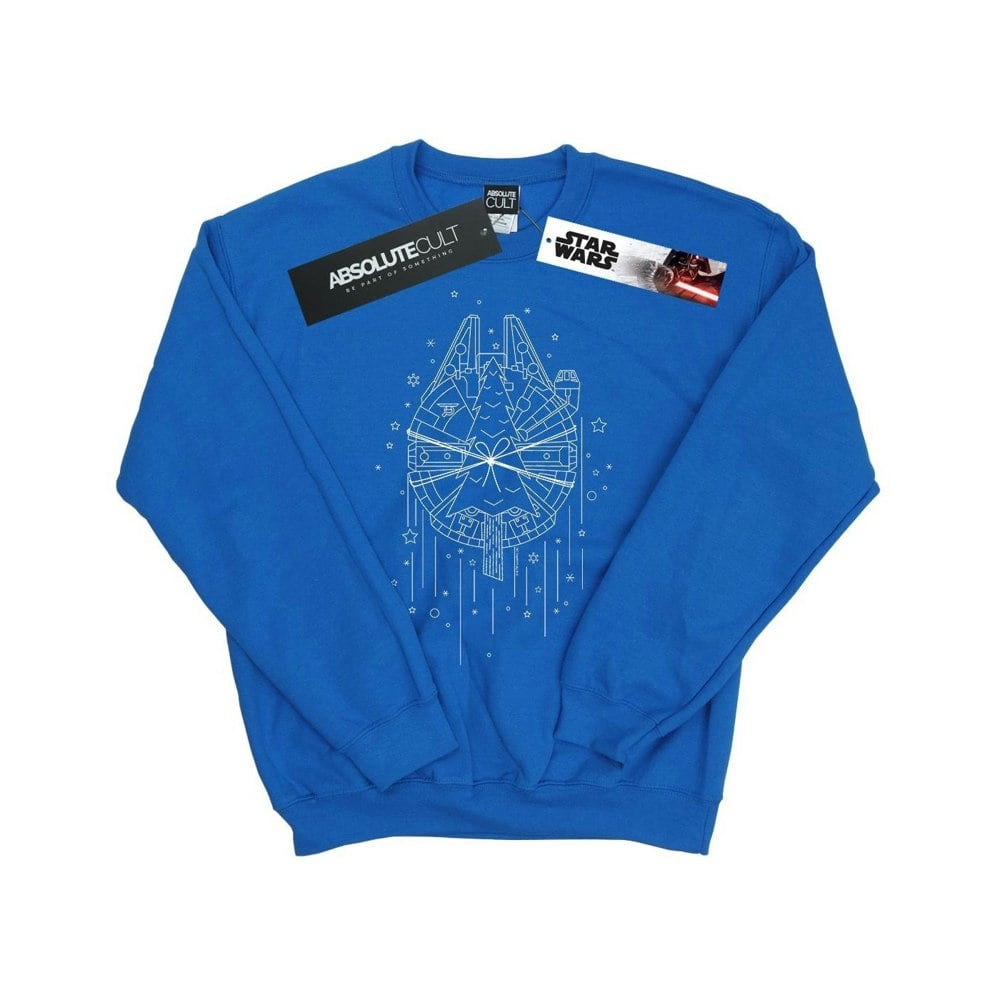 Star Wars Girls Millennium Falcon Christmas Tree Delivery Sweatshirt - Royal Blue