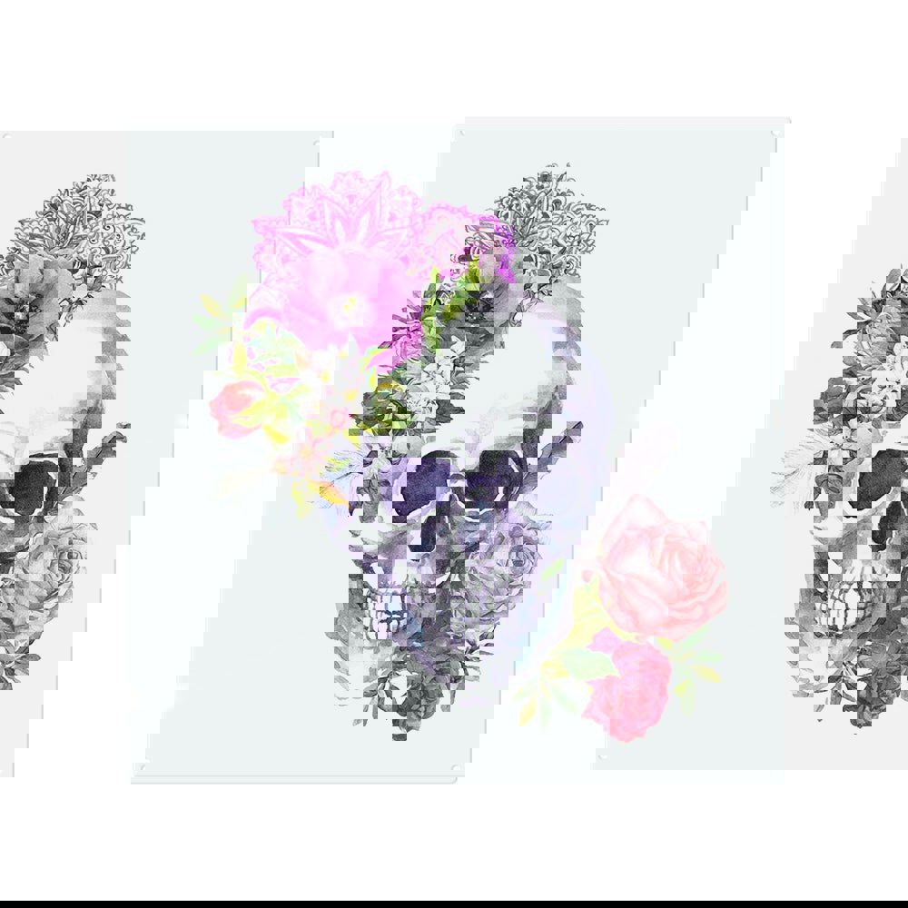 Benjamin Tate Design Human Skull With Flowers Splash Back