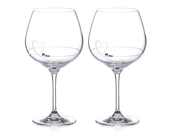 heart crystal gin glasses