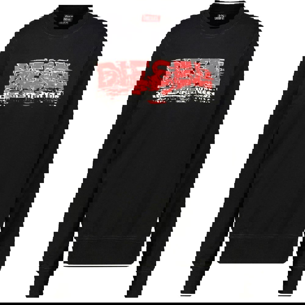 Diesel Stamp Division Logo Black Sweatshirt S