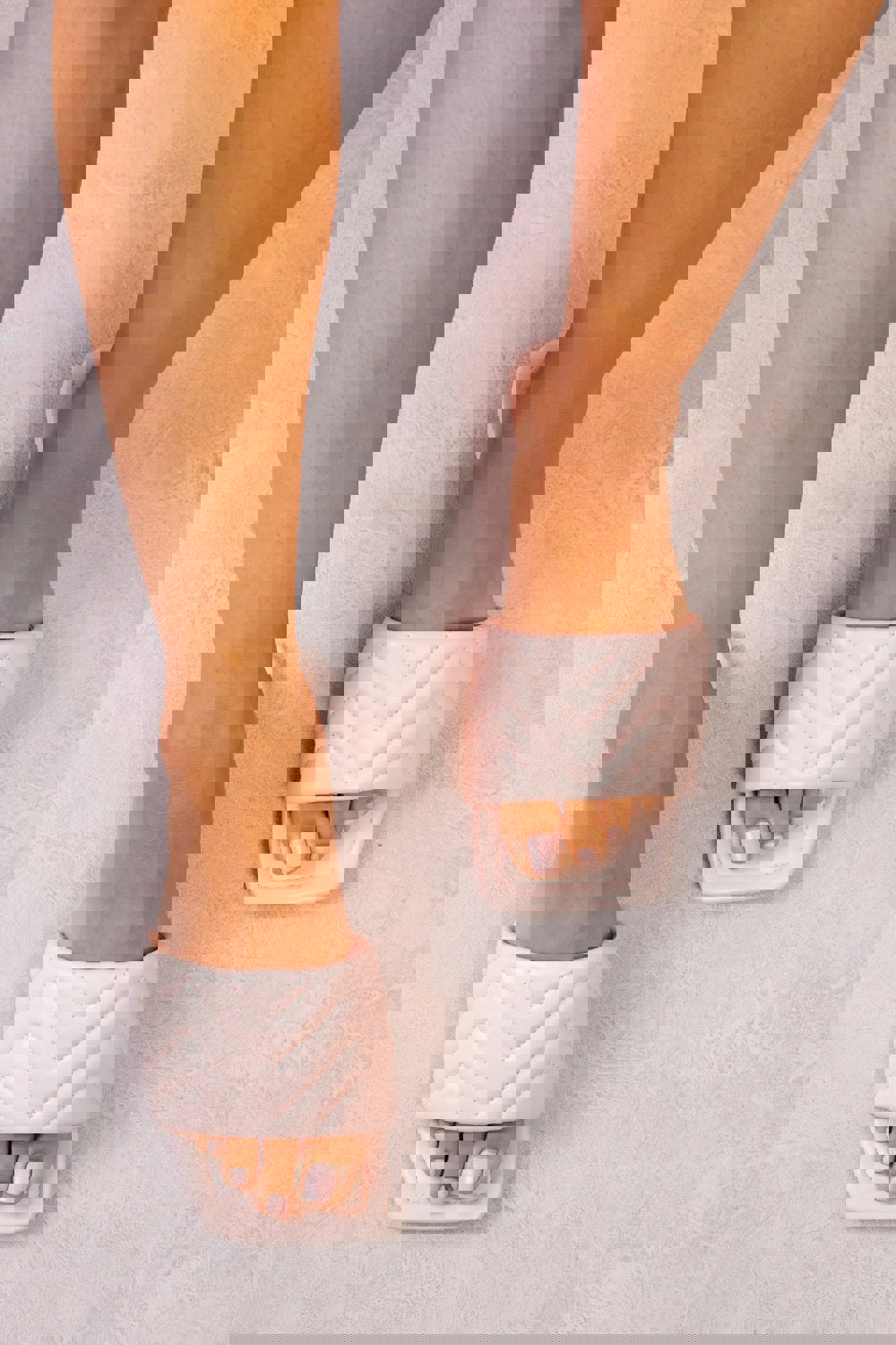 Where's That From ZIG ZAG QUILTED SQUARE TOE SLIDERS IN PINK FAUX LEATHER