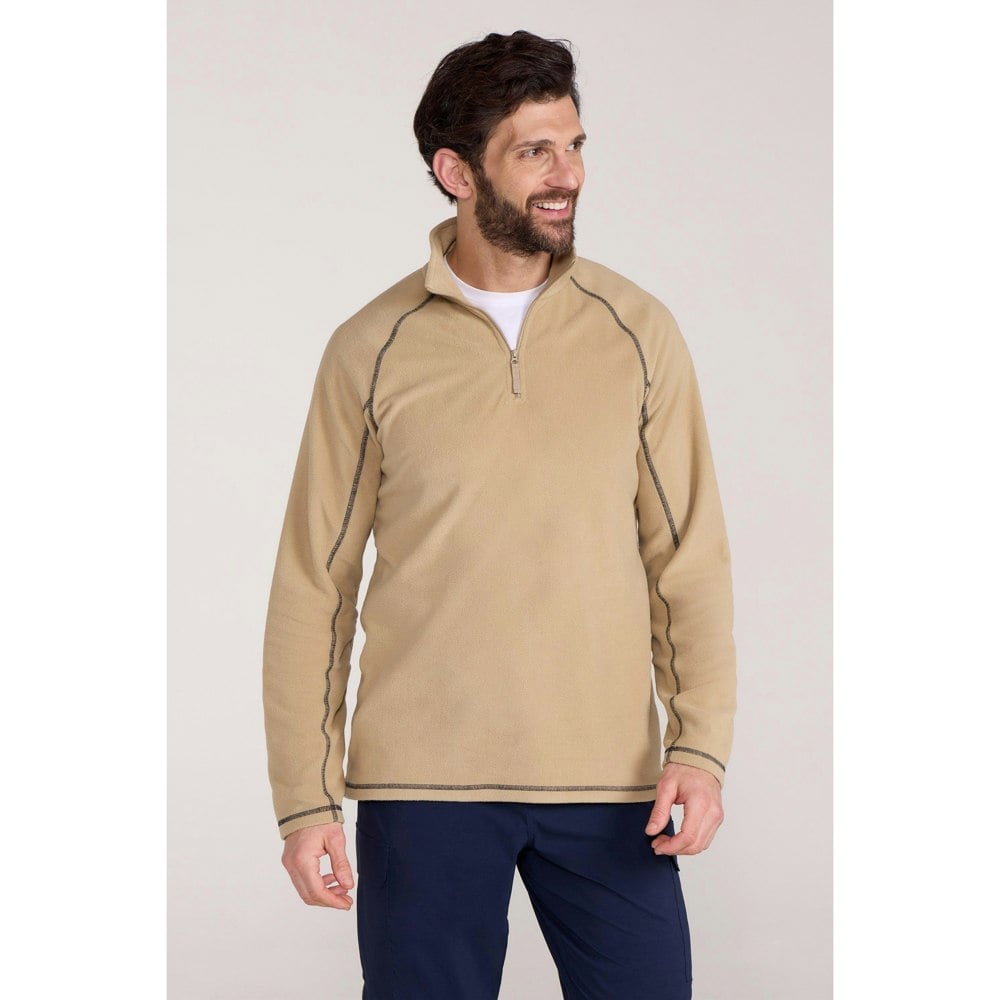 Mountain Warehouse Mens Ashbourne II Half Zip Fleece Top - Light Beige