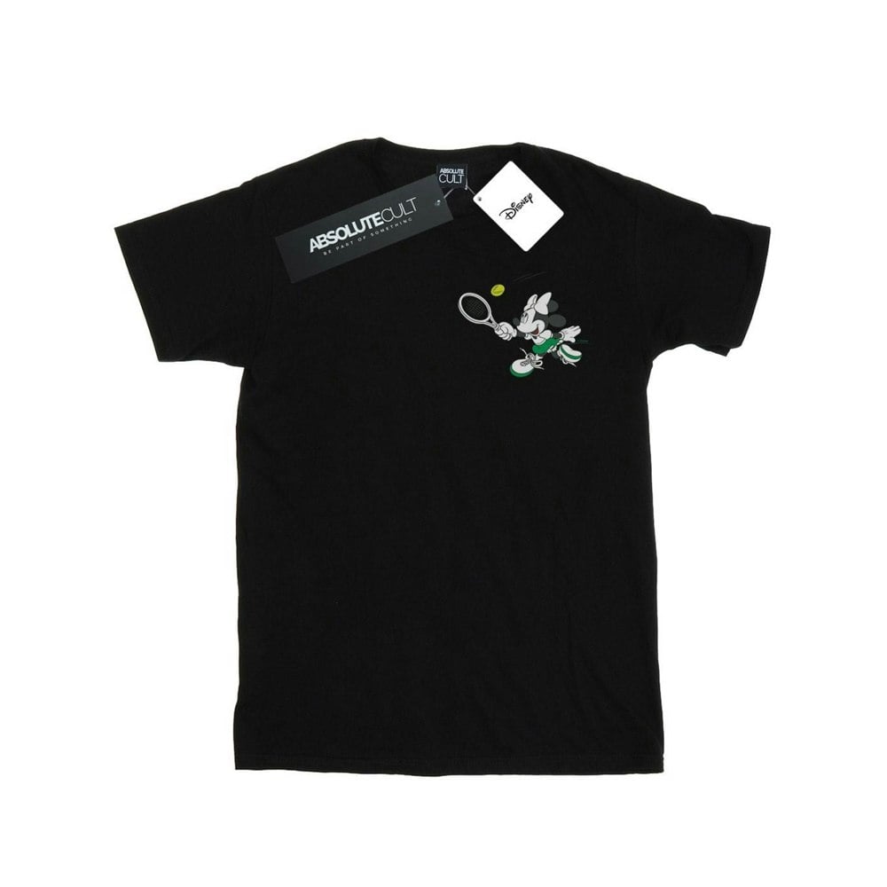Disney Mens Minnie Mouse Tennis Breast Print T-Shirt - Black