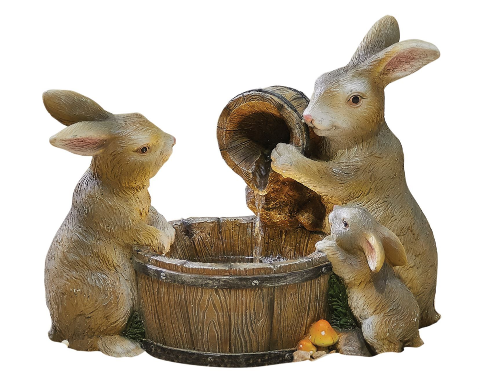 Tranquillity Water Features Playful Bunnies with Lights Animal Fountains Water Feature