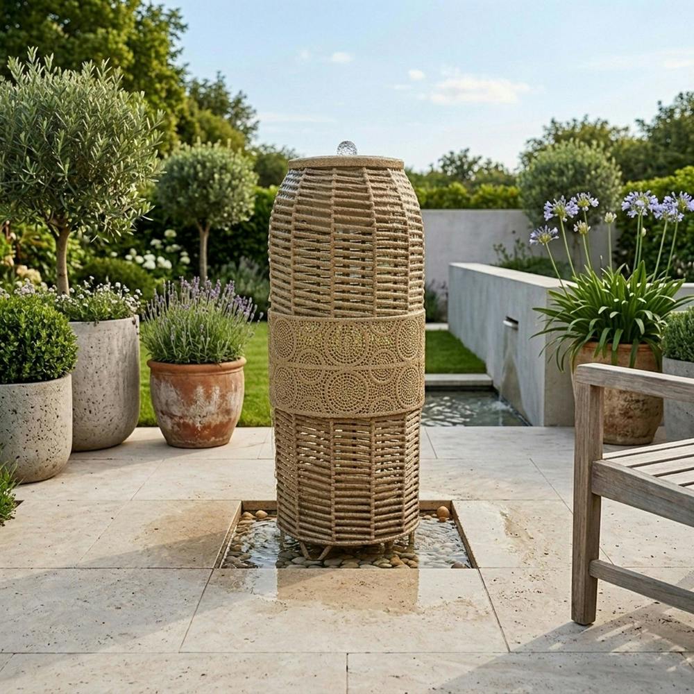 Garden Greatness Haxton Wicker Effect Garden Water Feature