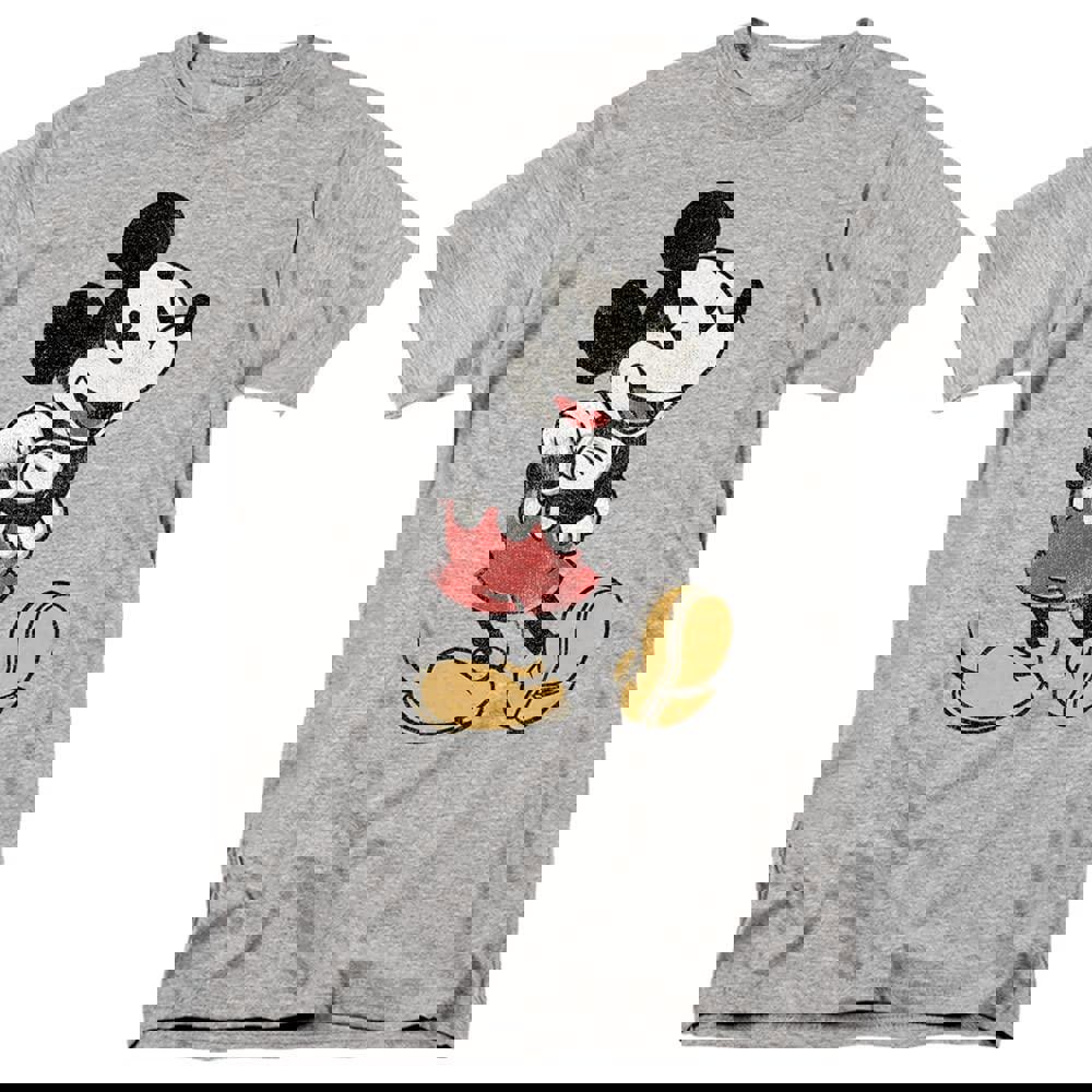 Disney Mens Mickey Mouse Classic Pose T-Shirt - Sport Heather