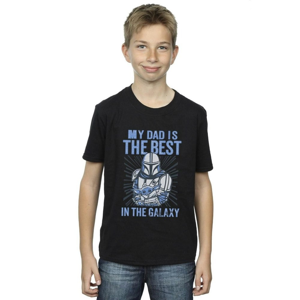 Star Wars Boys Mandalorian Best Dad T-Shirt - Black