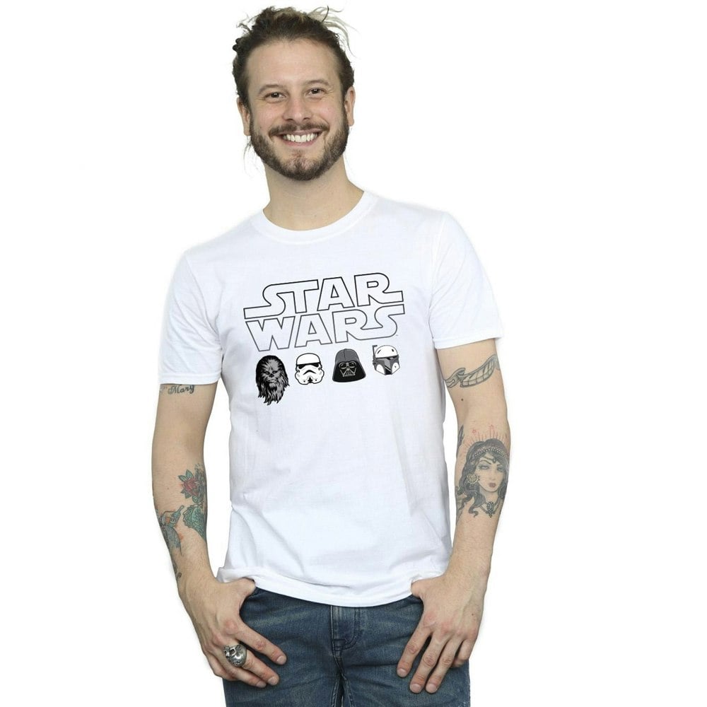 Star Wars Mens Character Heads T-Shirt - White