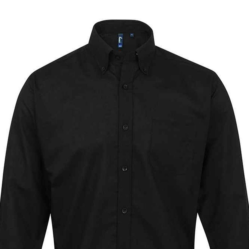Premier Mens Signature Oxford Long-Sleeved Shirt - Black