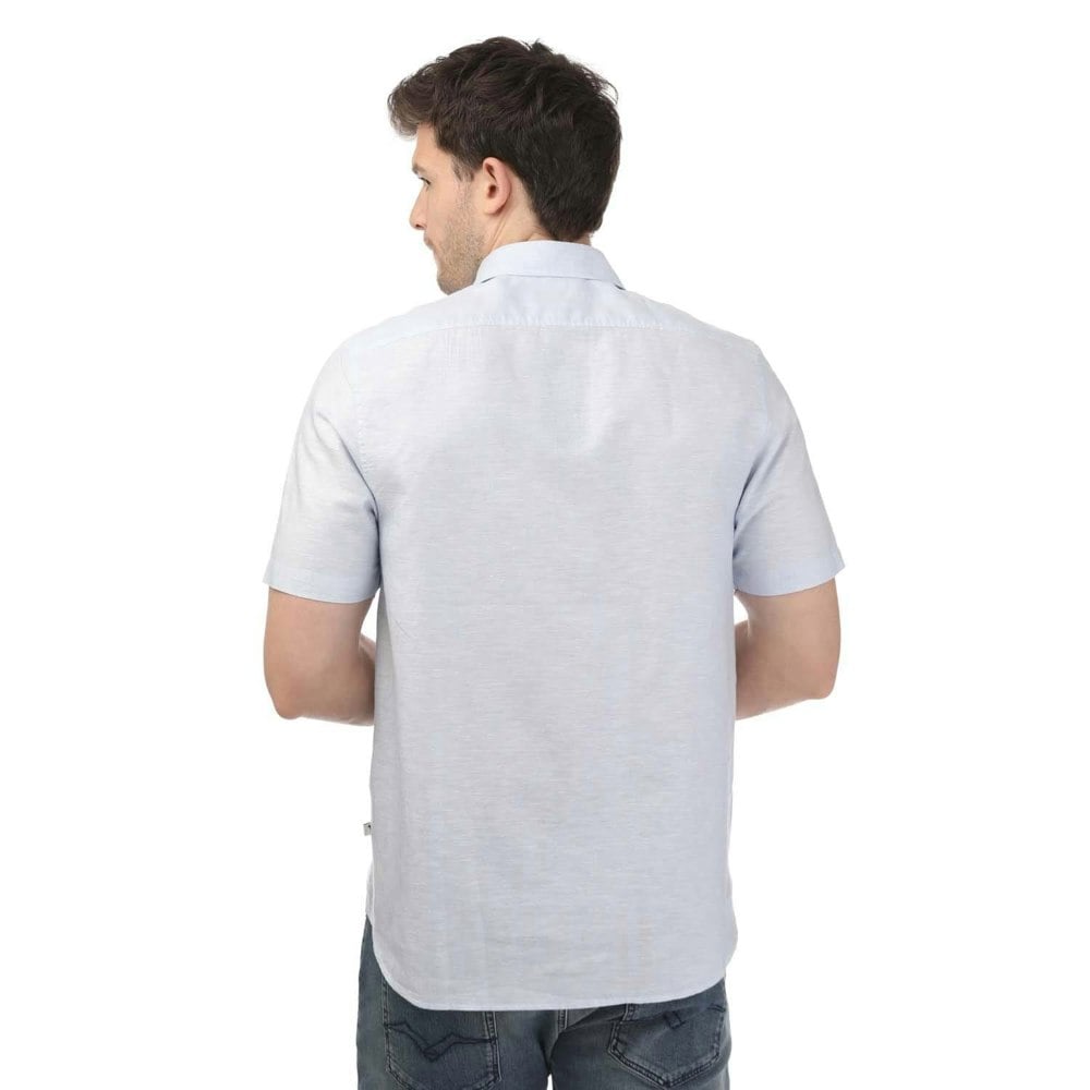 Ted Baker Mens Kingford Linen Short-Sleeved Shirt - Blue