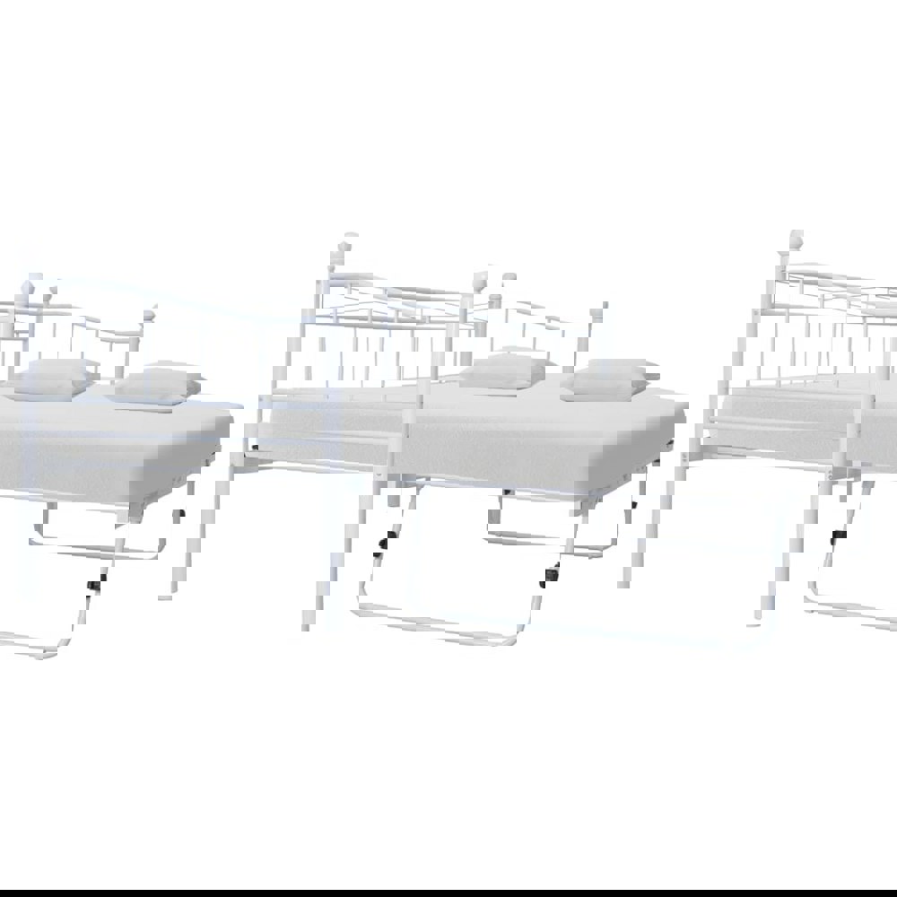 Berkfield Bed Frame White Steel 180x200/90x200 cm 6FT Super King