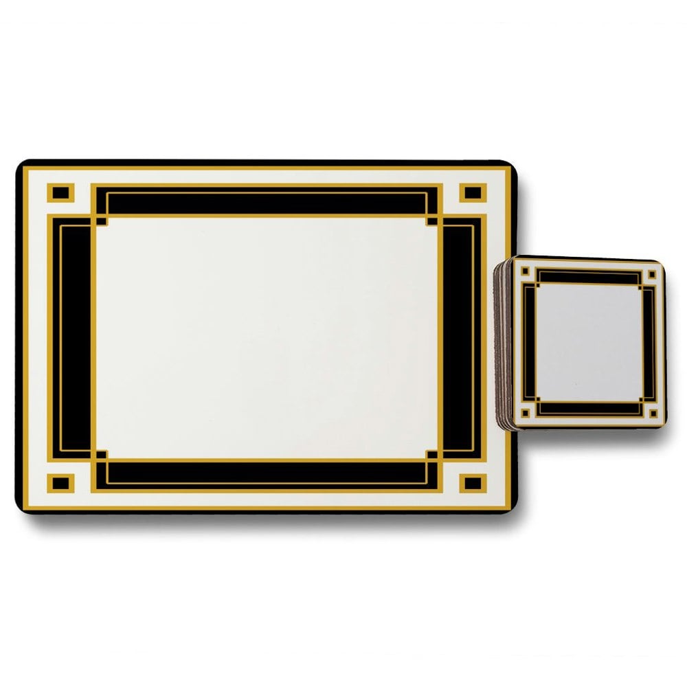 New Product Art Deco Black & Gold (Placemat & Coaster Set)  - Andrew Lee Home and Living