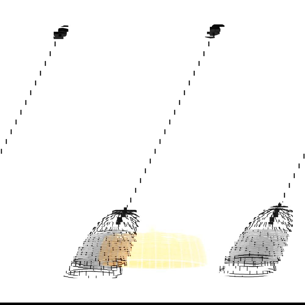 Hanging Ceiling Pendant Light Black & Wicker 1x 40W E27 Hallway Feature Lamp Loops