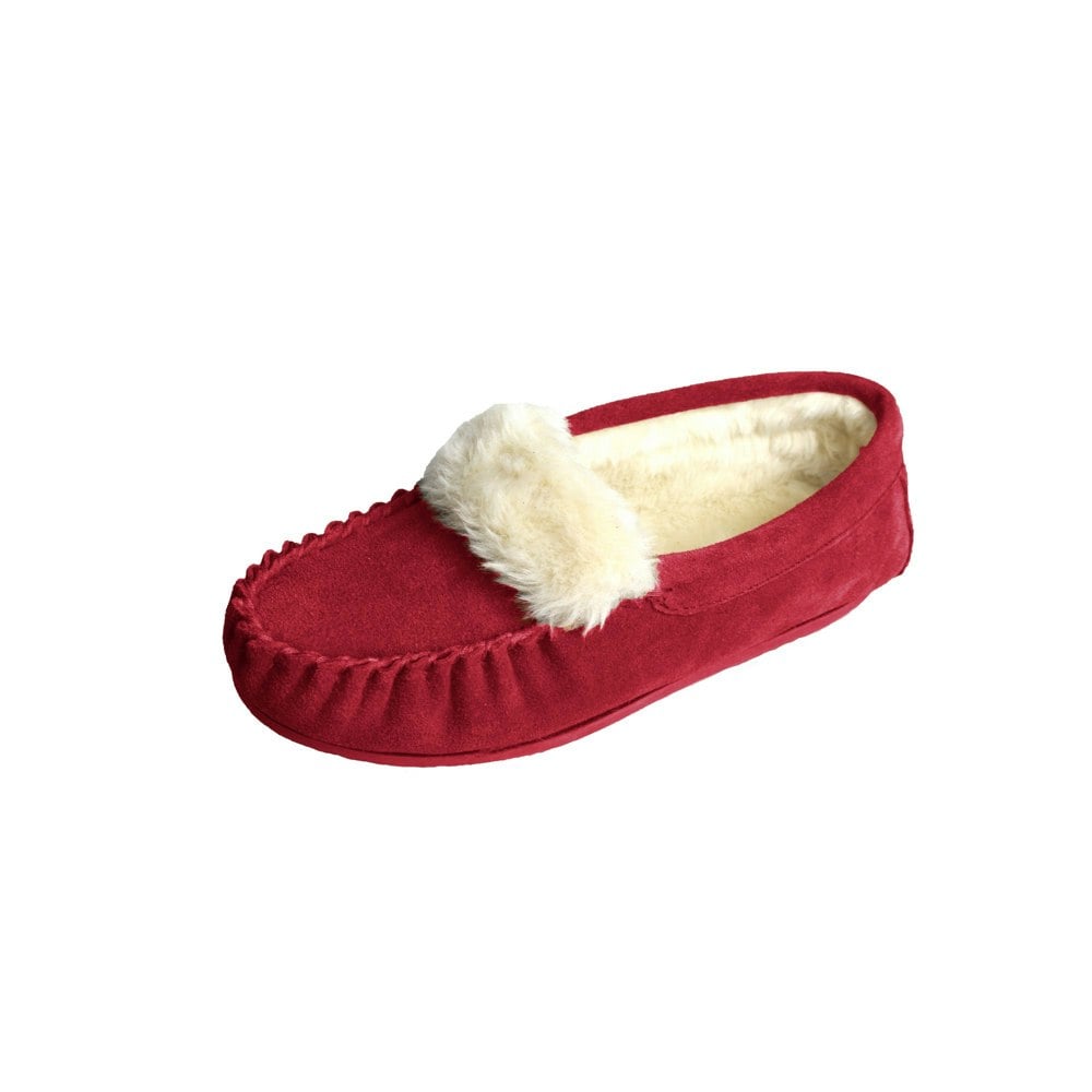 Eastern Counties Leather Womens/Ladies Zoe Plush Lined Moccasins - Crimson