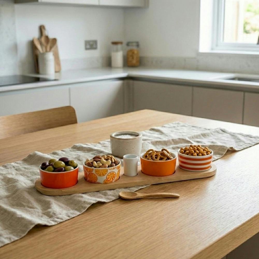 Garden Greatness Tange Tapas Bowl Set Wooden Board
