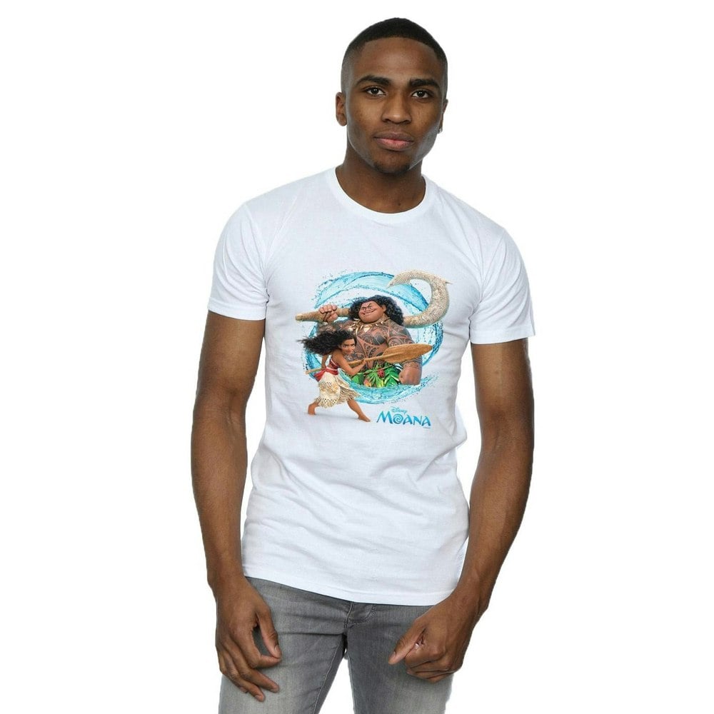 Disney Mens Moana And Maui Wave T-Shirt - White