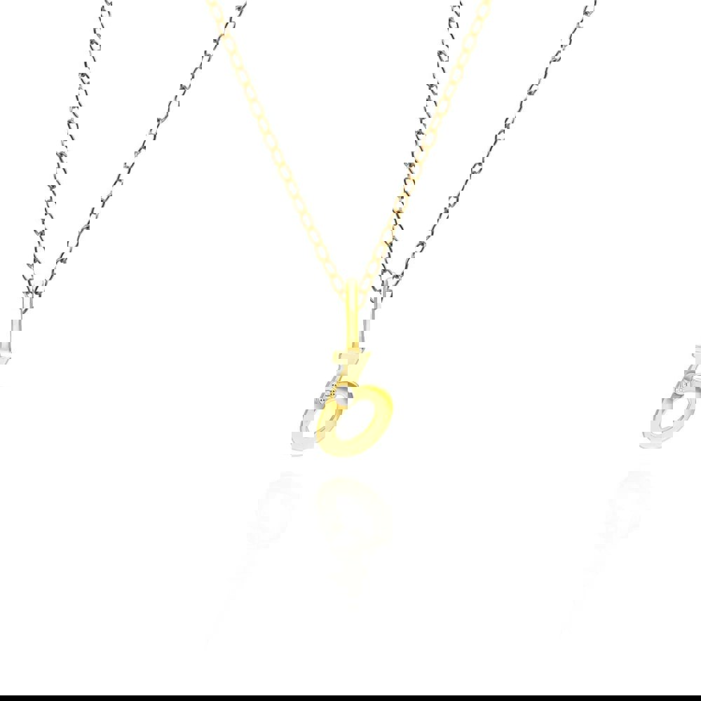 191P0773019 Alphabet Letter B Diamond pendant in 9ct Yellow Gold Front