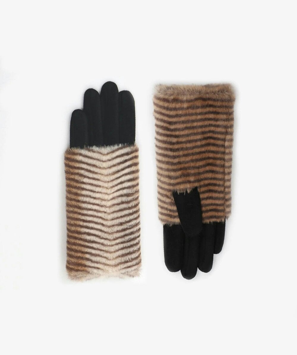 Pia Rossini Zola - Striped Faux Fur Gloves