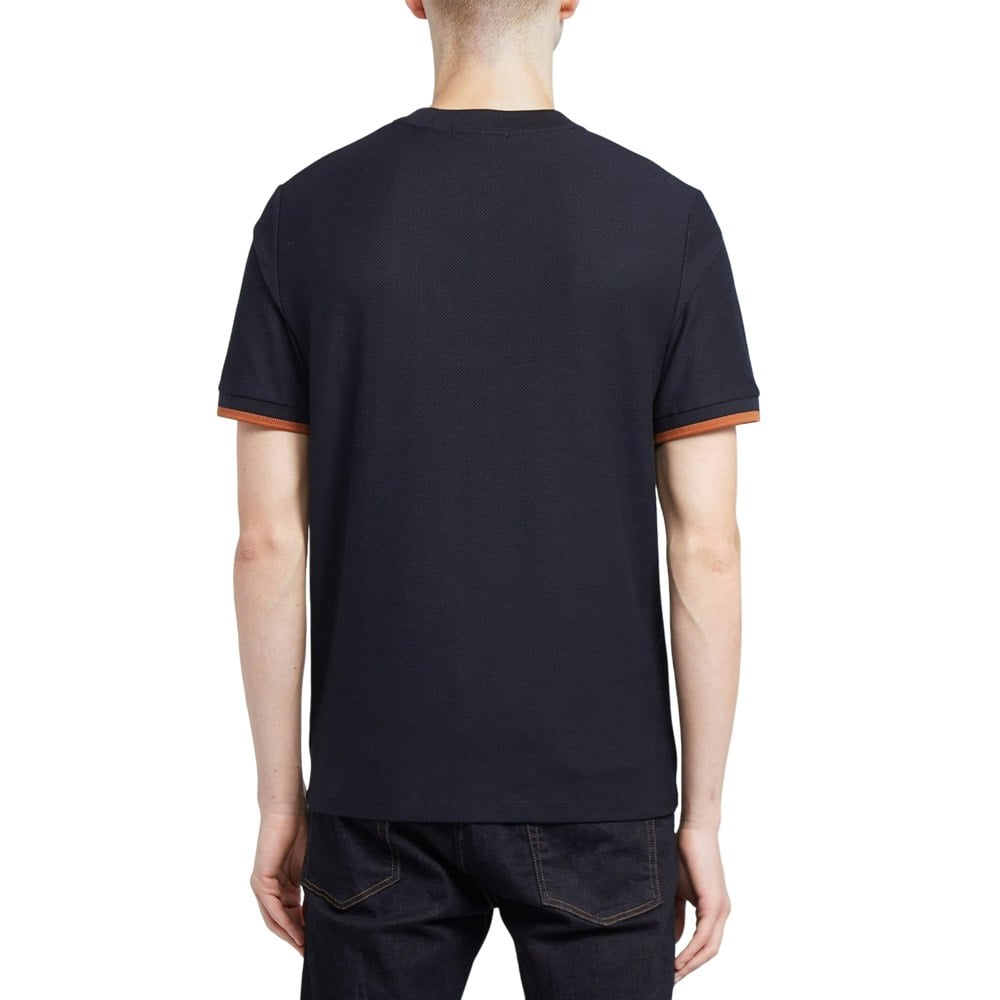Fred Perry Mens Tipped Pique Cuffed T-Shirt - Navy