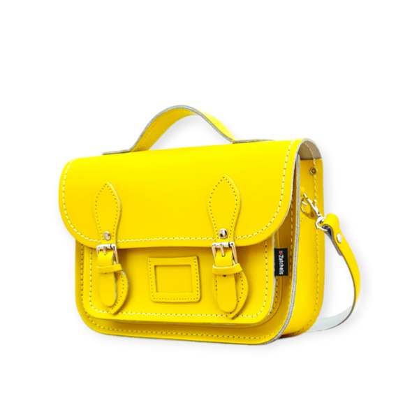 Zatchels Leather Midi Satchel - Pastel Daffodil Yellow