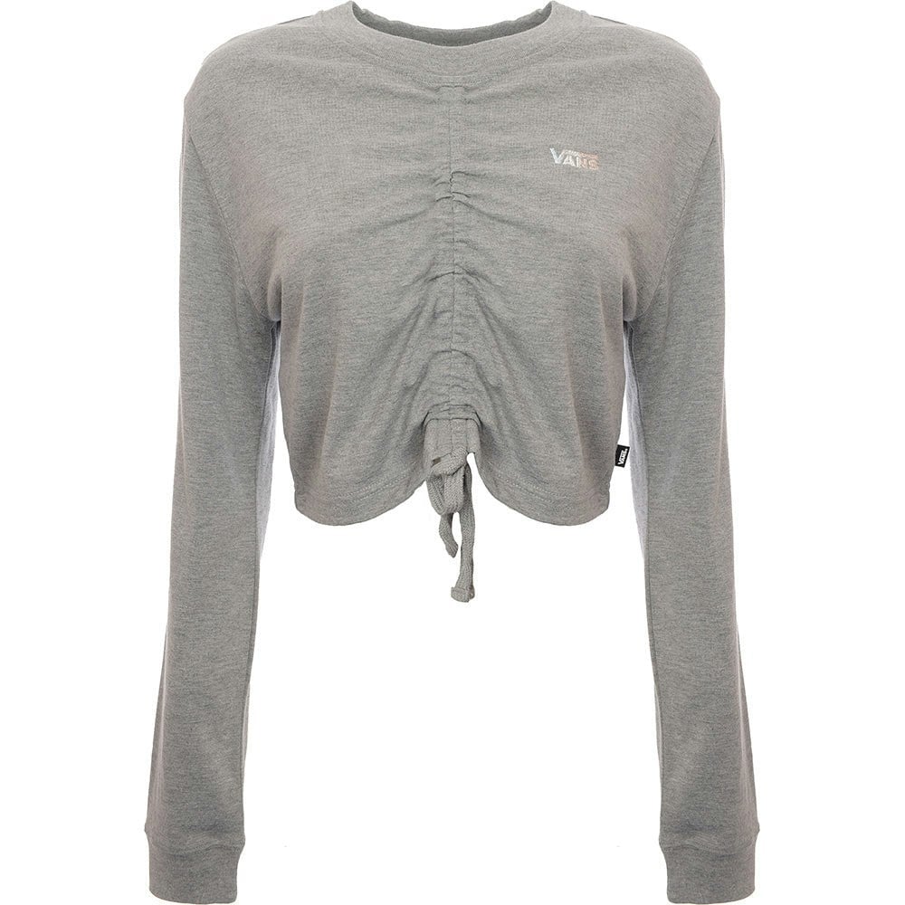 Vans Womens Davie Ruched Long Sleeve Crop T-Shirt In Grey