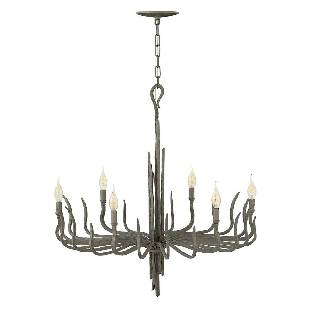6 Bulb Chandelier Hanging Pendant LIght Metallic Matte Bronze LED E14 60W Bulb Loops