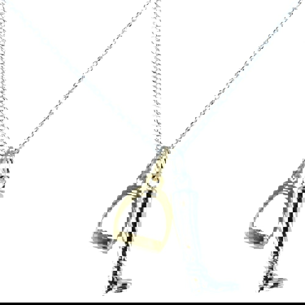 Sterling Silver Boot and Gold Plated Stirrup Necklace