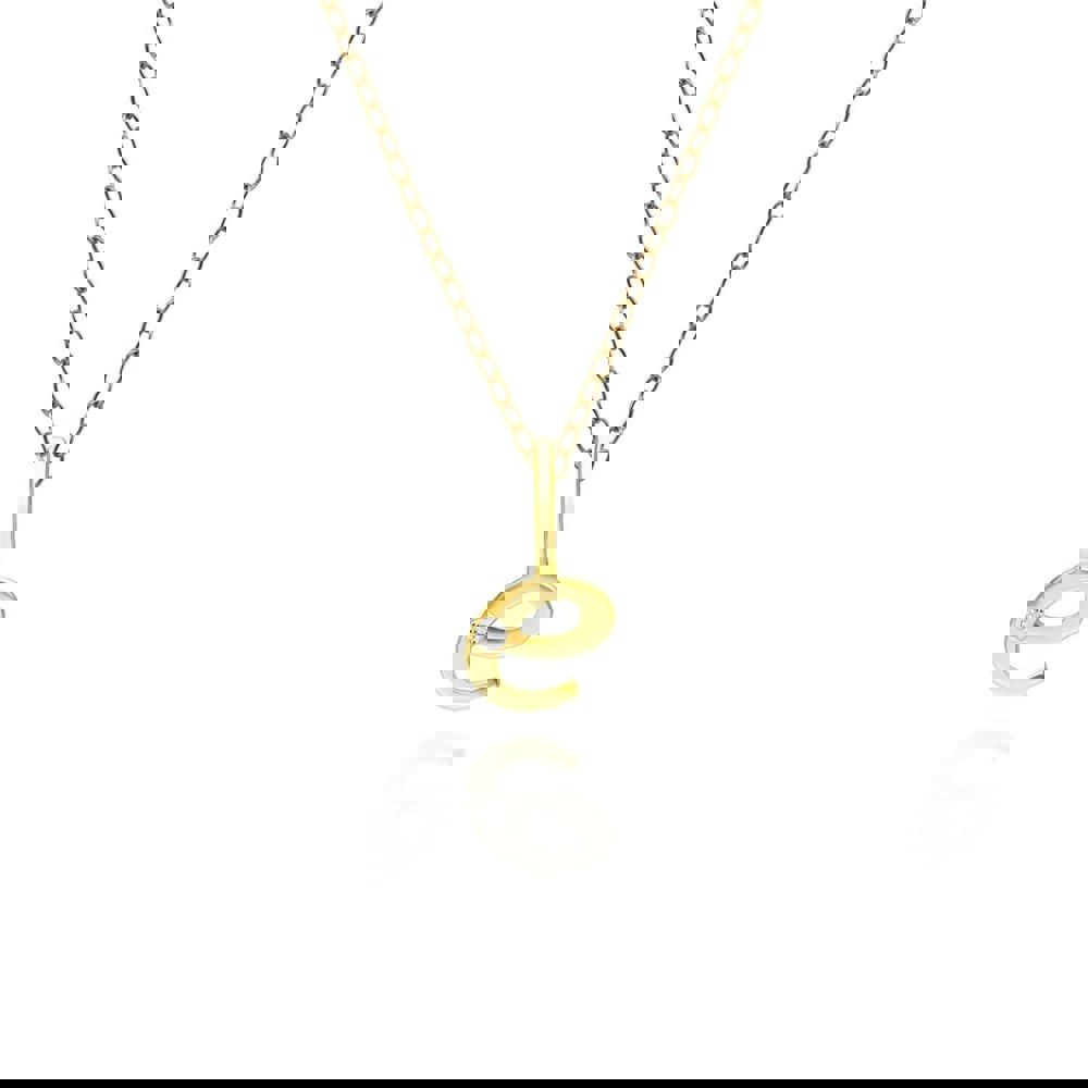 191P0776019 Alphabet Letter E Diamond pendant in 9ct Yellow Gold Front