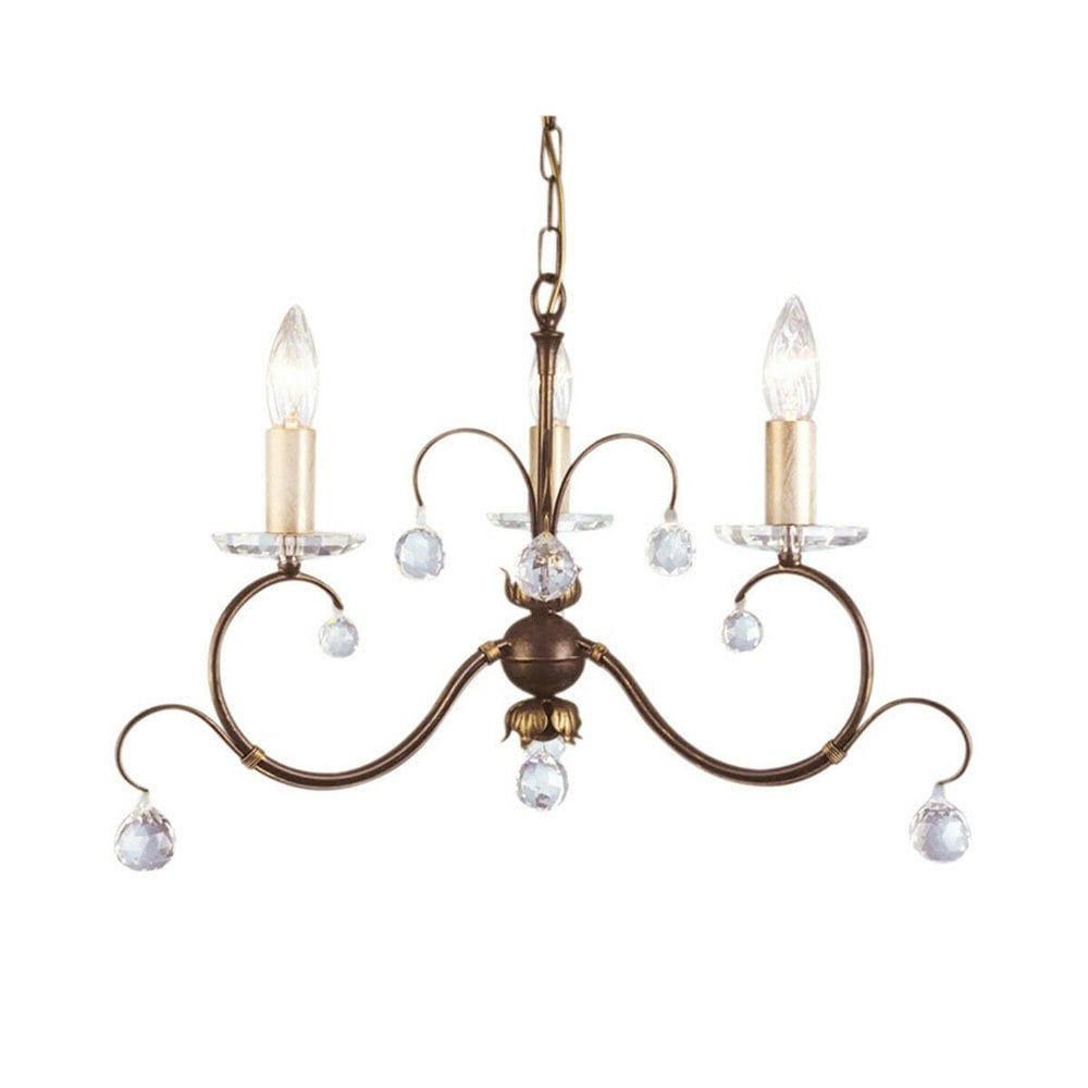 3 Bulb Chandelier Hanging Pendant LIght Bronze Patina LED E14 60W Bulb Loops