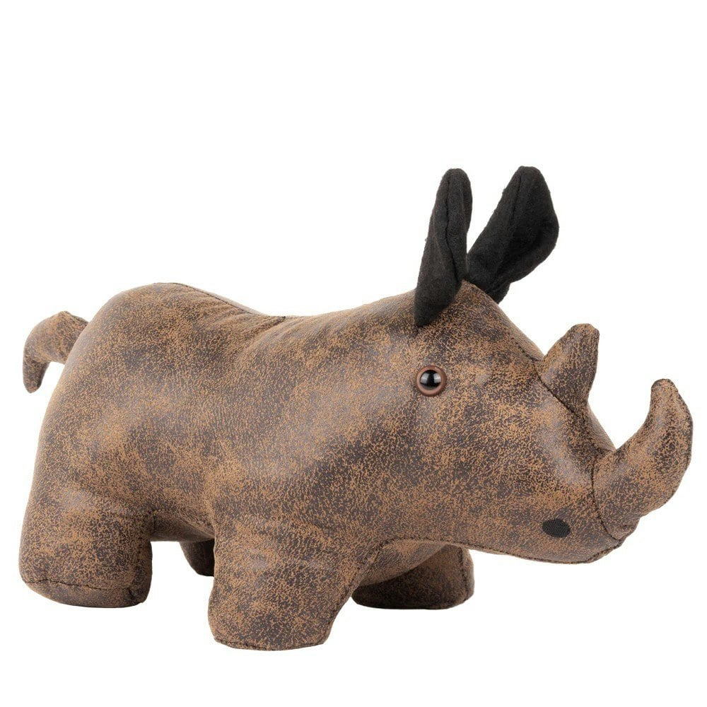 Paoletti Faux Leather Rhinoceros Doorstop - Brown