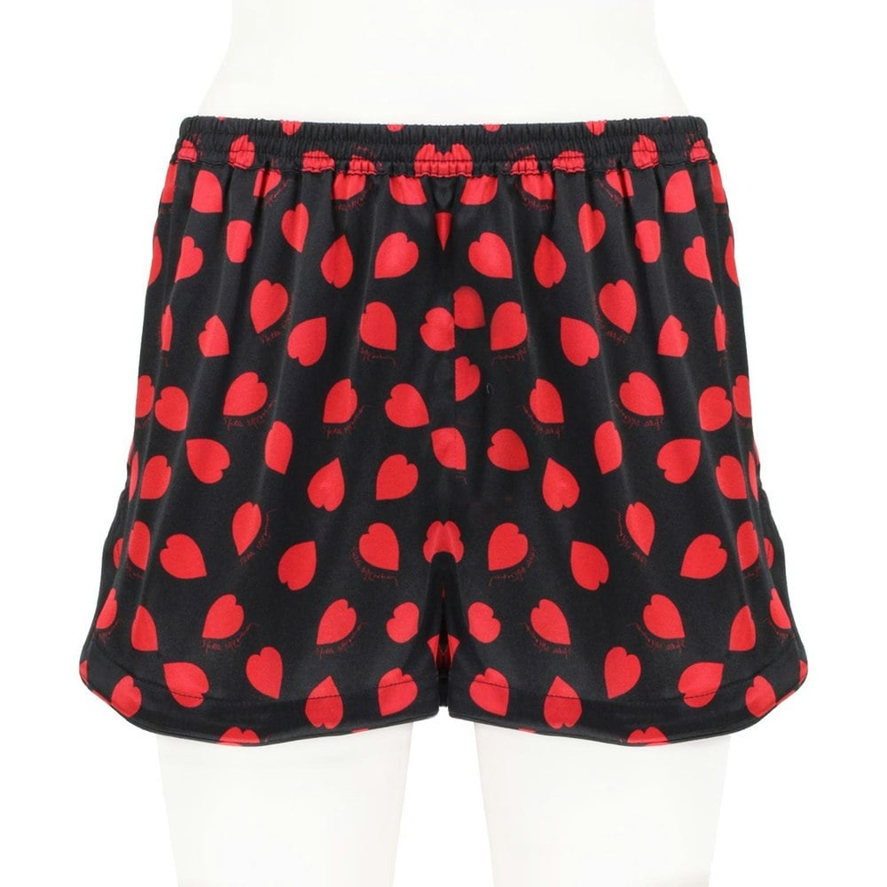 Stella McCartney black and red heart patterned shorts loungewear nightwear