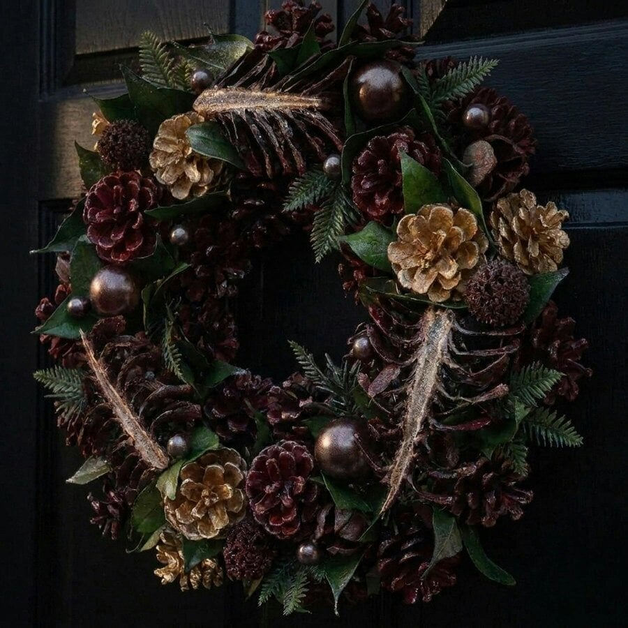 Garden Greatness Festive Assorted Cones Baubles Christmas Wreath