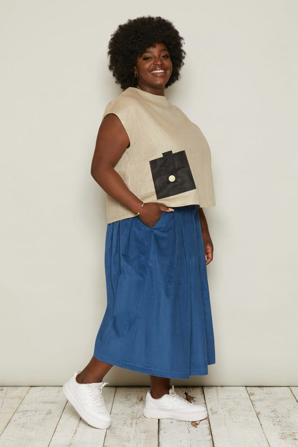 Bo Carter Dagfari Organic Corduroy Skirt - Blue