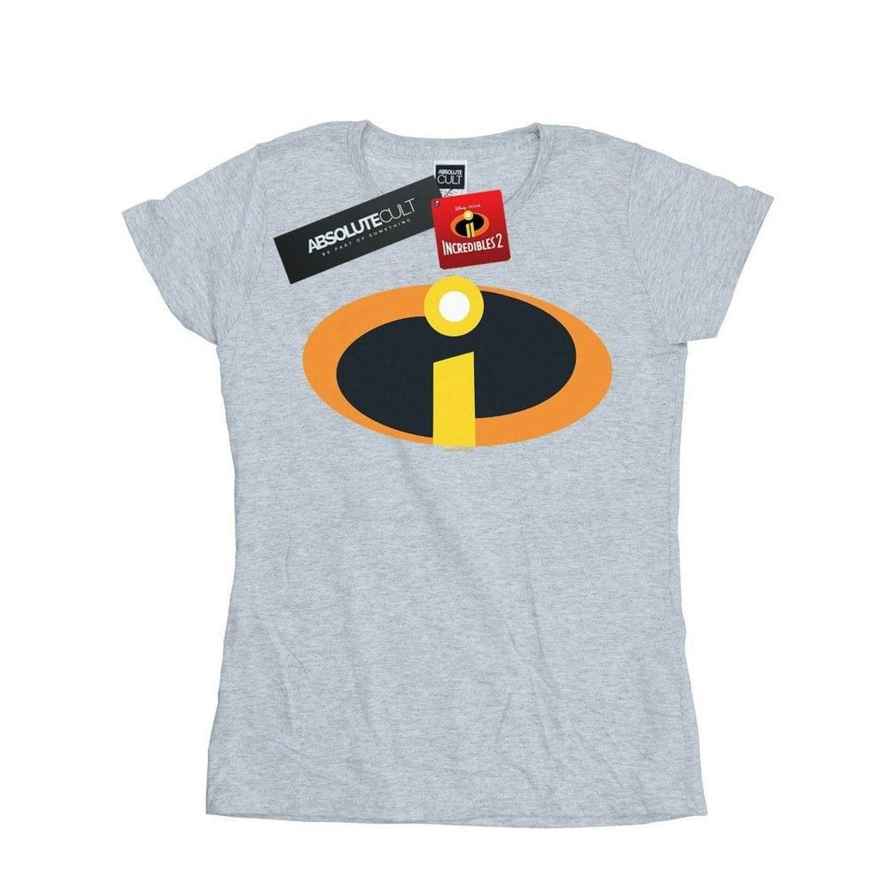 Disney Womens/Ladies The Incredibles Costume Logo Cotton T-Shirt - Sports Grey