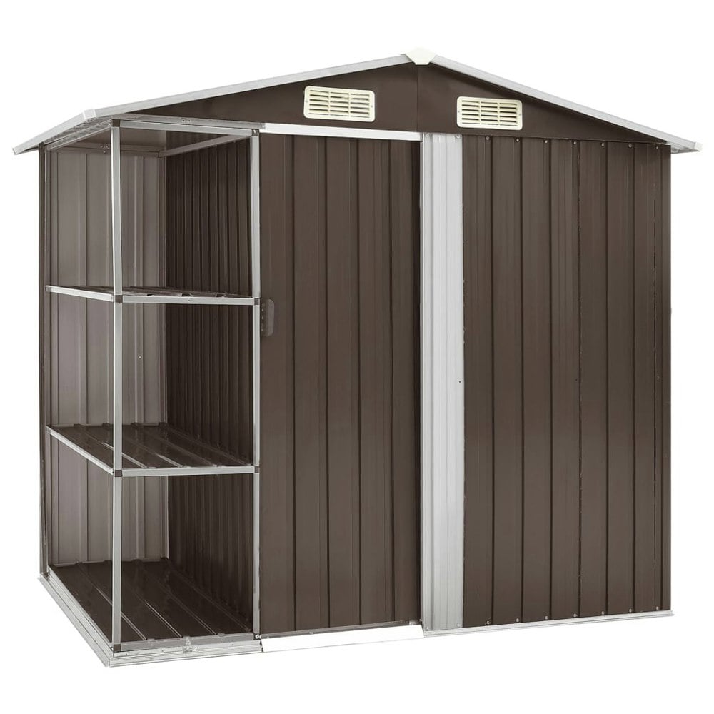 Berkfield Garden Shed with Rack Brown 205x130x183 cm Iron