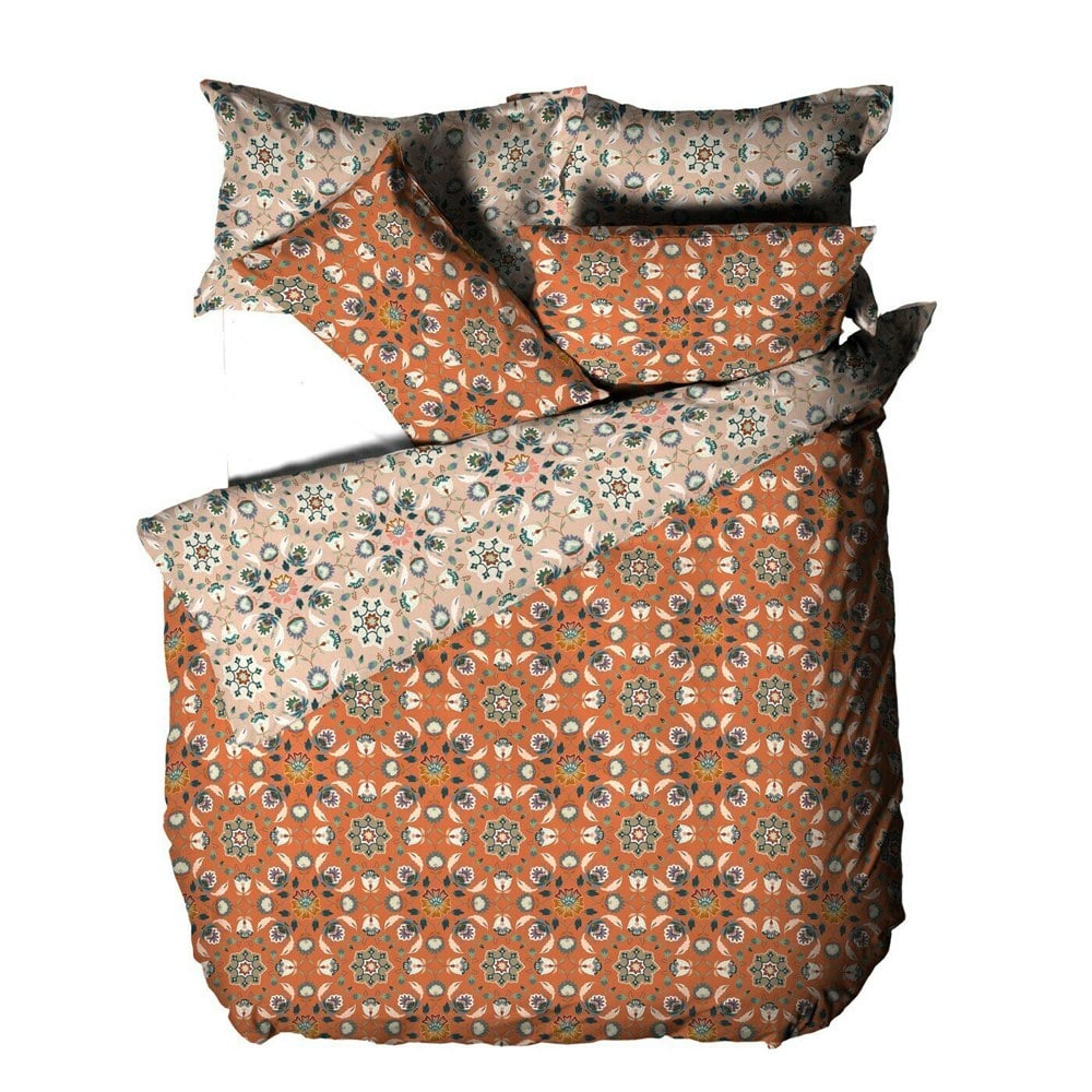 Furn Folk Floral Duvet Cover Set - Orange