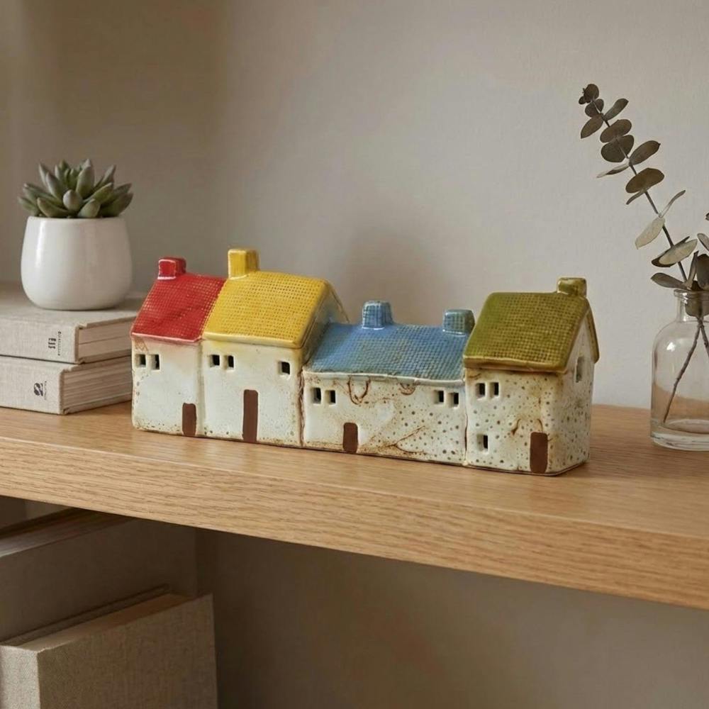 Garden Greatness Colourful Light Up Ceramic Houses