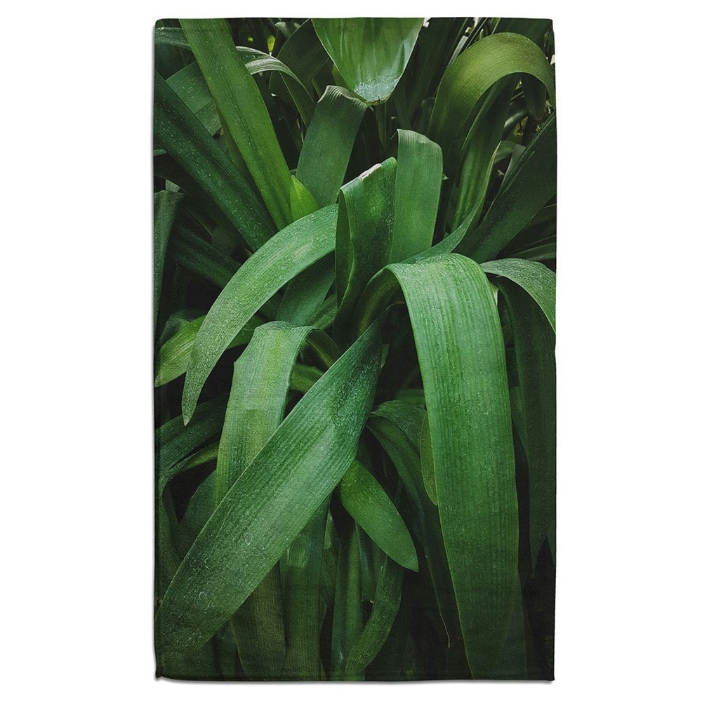 Benjamin Tate Design Tropical leaves closeup, Greenhouse, Atmospheric background, Selective focus (Bath Towel)