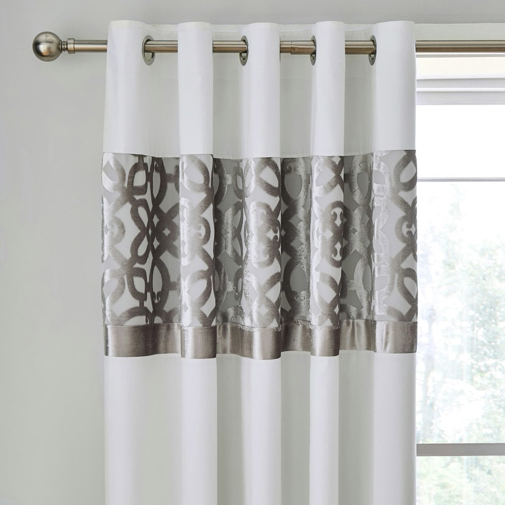 Catherine Lansfield Lattice Cut Velvet Lined Eyelet Curtains