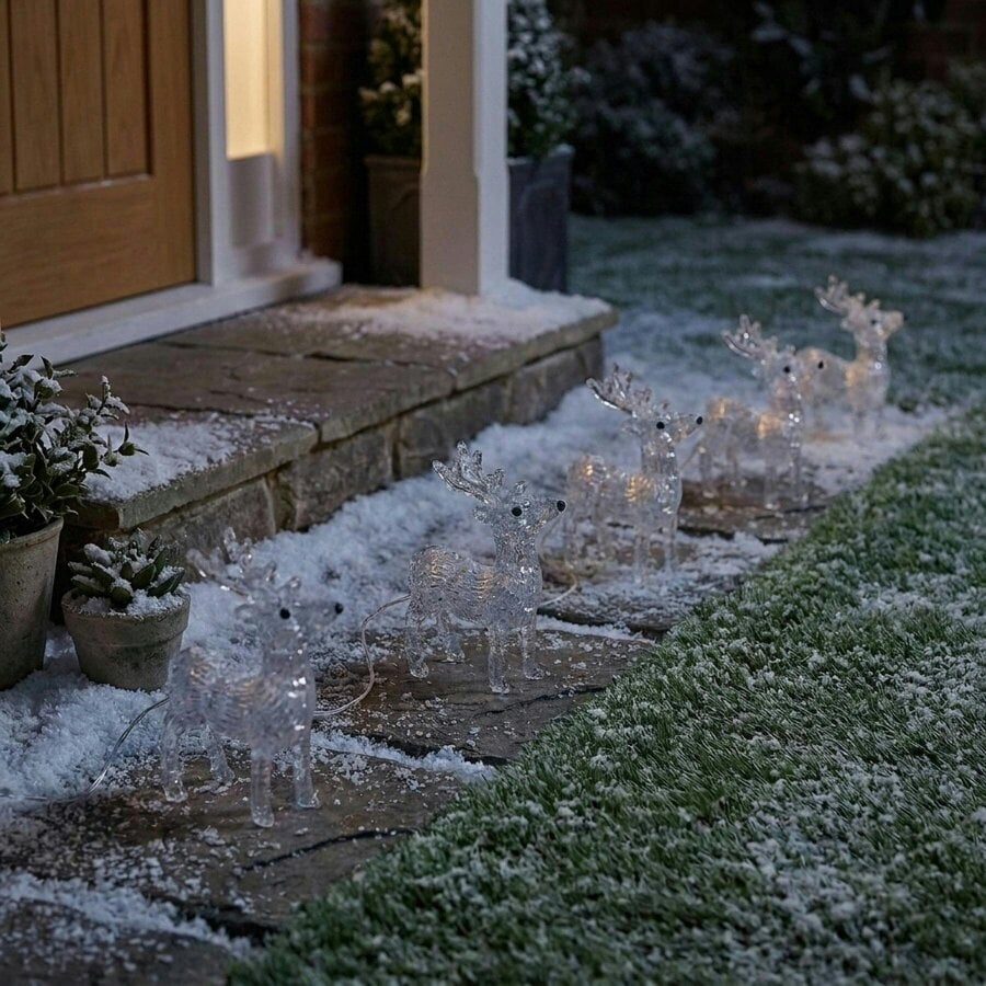 Garden Greatness Set of Four Lit Acrylic Reindeer Lights