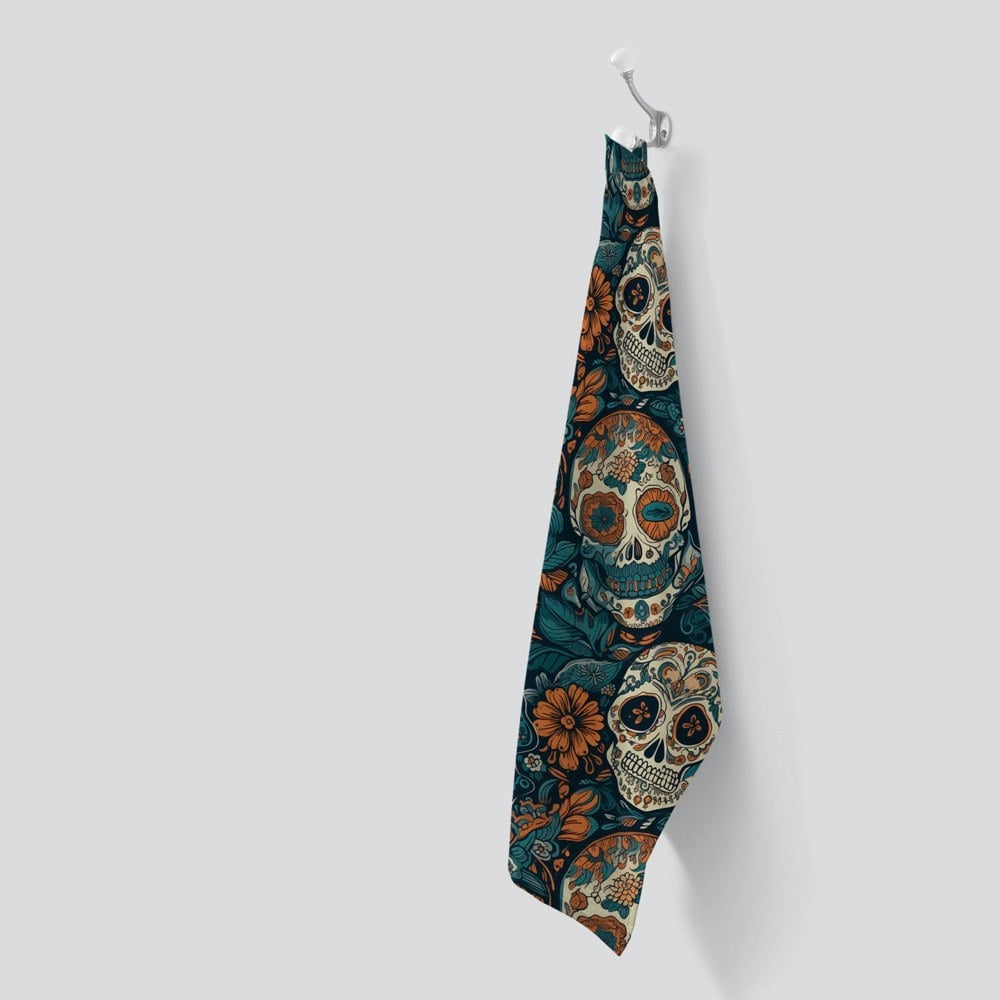 Warren Reed Dia De Los Muertos Skulls Pattern Tea Towel